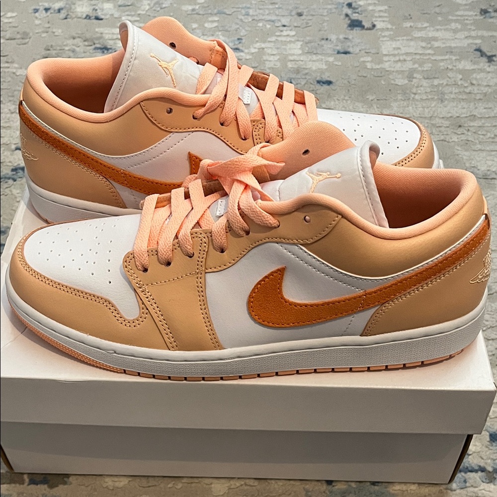 Jordan Women's Peach and White Sneakers